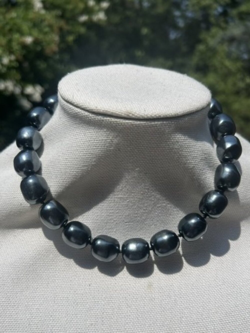 MONET Charcoal Grey Chunky Faux Pearl Choker NECKLACE
